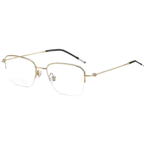 OpteLux ONC8807 half rim square glasses in gold finish, angled view