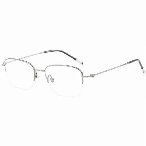 OpteLux ONC8807 half rim square glasses in silver finish, angled view