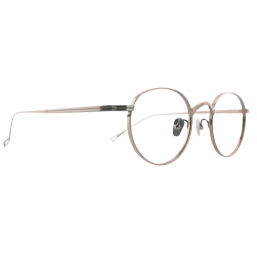 OpteLux ONC129 titanium round eyeglasses three-quarter view