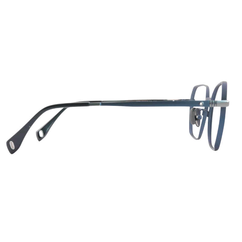 Side view of OpteLux ONC109 crown glasses with slim blue metal temples