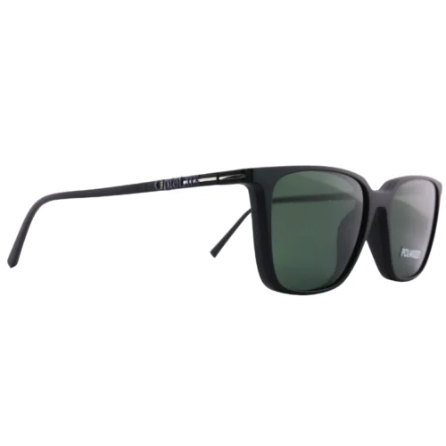Angled view of OpteLux OJO534 clip-on sunglasses with dark polarized lenses