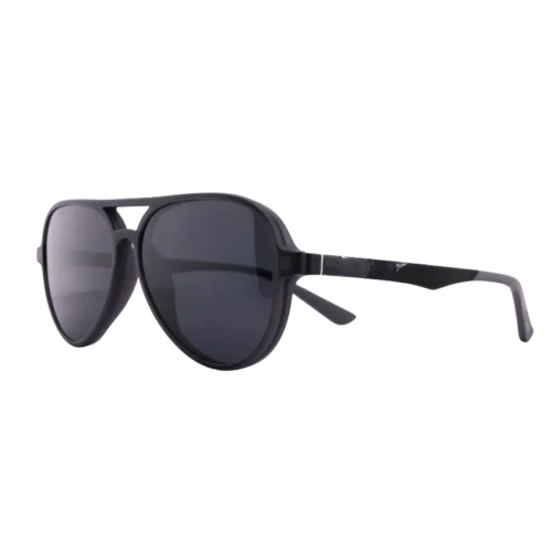 Angled view of Clip-On Aviator Sunglasses OJO1914 in black with grey lenses