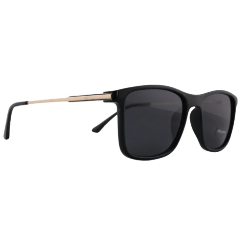 OpteLux OJO8167C1 executive polarized sunglasses, black with gold temples – 3/4 view