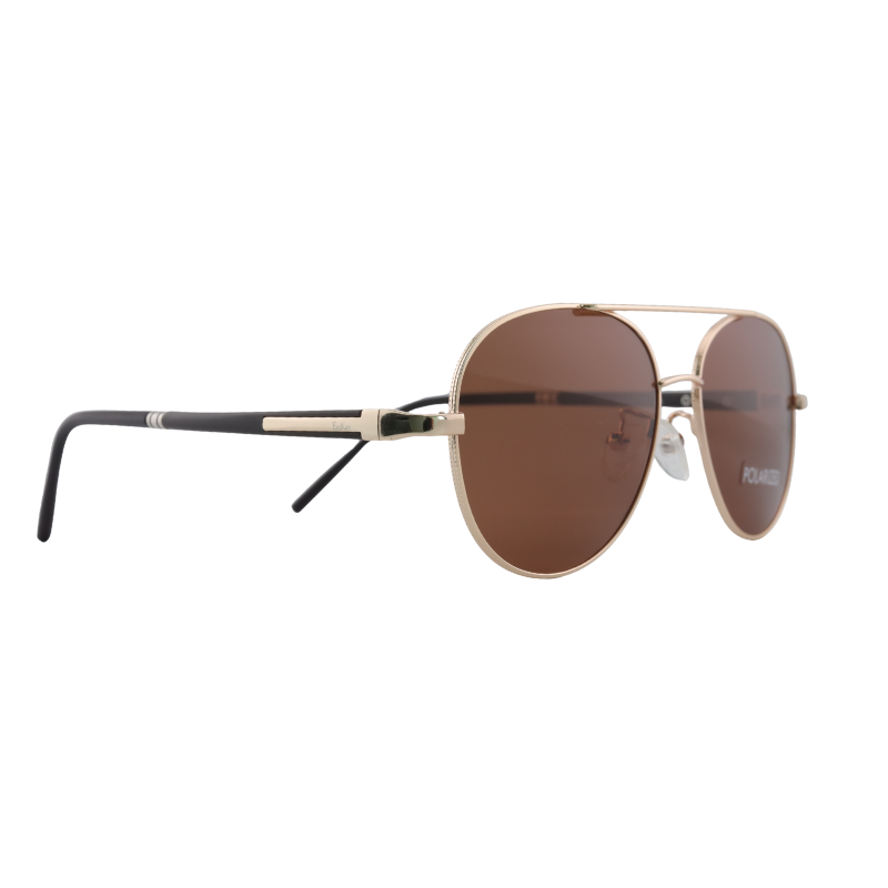 OpteLux OJO8122 gold polarized aviator sunglasses — three-quarter view