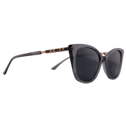 OpteLux OJO7828 smoke-grey cat-eye sunglasses with gold geometric temples