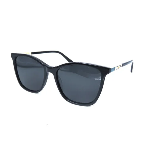 OpteLux OJO7829 square sunglasses in solid black with blue temple accent and gold hinge