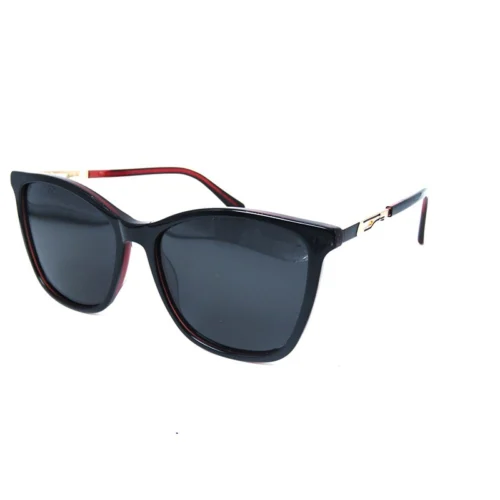 OpteLux OJO7829 square sunglasses with black-crimson layered frame and gold-trim temples