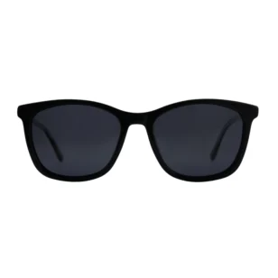 Front view of OpteLux OJO534C3 black clip-on sunglasses with polarized lenses