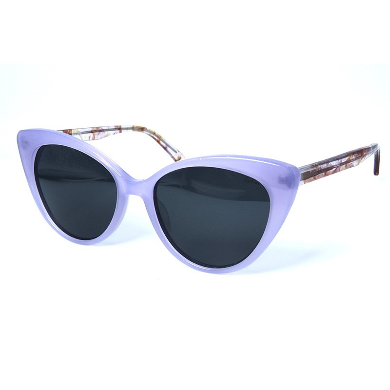 OpteLux OJO6951 cat-eye sunglasses with soft lilac front and patterned temples