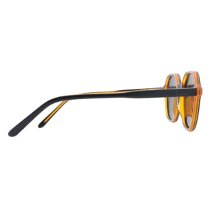 OpteLux OJO6961 vintage sunglasses – amber crystal front, black temples, gray lenses (side view)