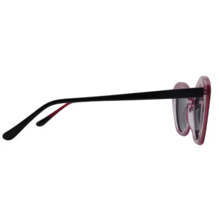 Side view—black temples with translucent rose front | women’s cat-eye sunglasses OJO6931