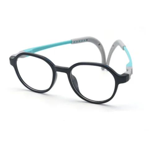 OpteLux OLB7204 Kids’ Browline Full Frame glasses in black with aqua temples