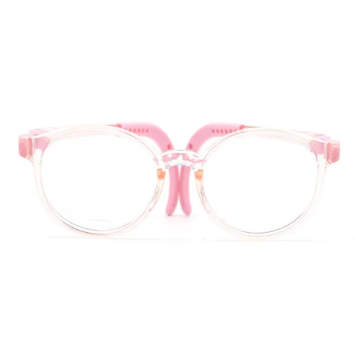 Flexible sports glasses for teenager in pink transparent front view – OpteLux OLB72010