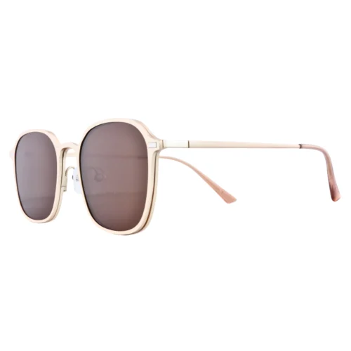 Champagne gold frame + tea brown polarized magnetic clip-on lenses | OGD7033