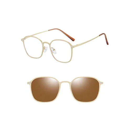 Champagne gold frame + tea brown polarized magnetic lens