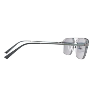 Side profile of OGD705 magnetic clip on glasses, graphite frame with dark-grey clip