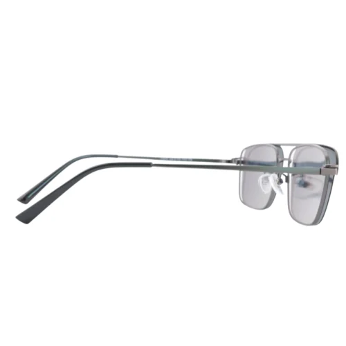 Side profile of OGD705 magnetic clip on glasses, graphite frame with dark-grey clip