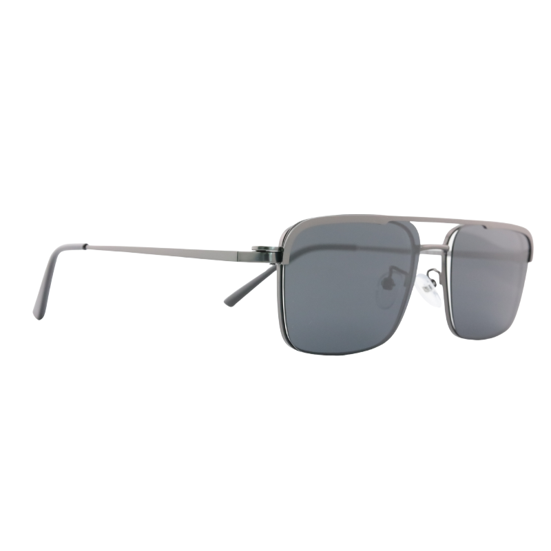 Three-quarter view OGD705 magnetic clip on glasses, graphite with polarized sun clip