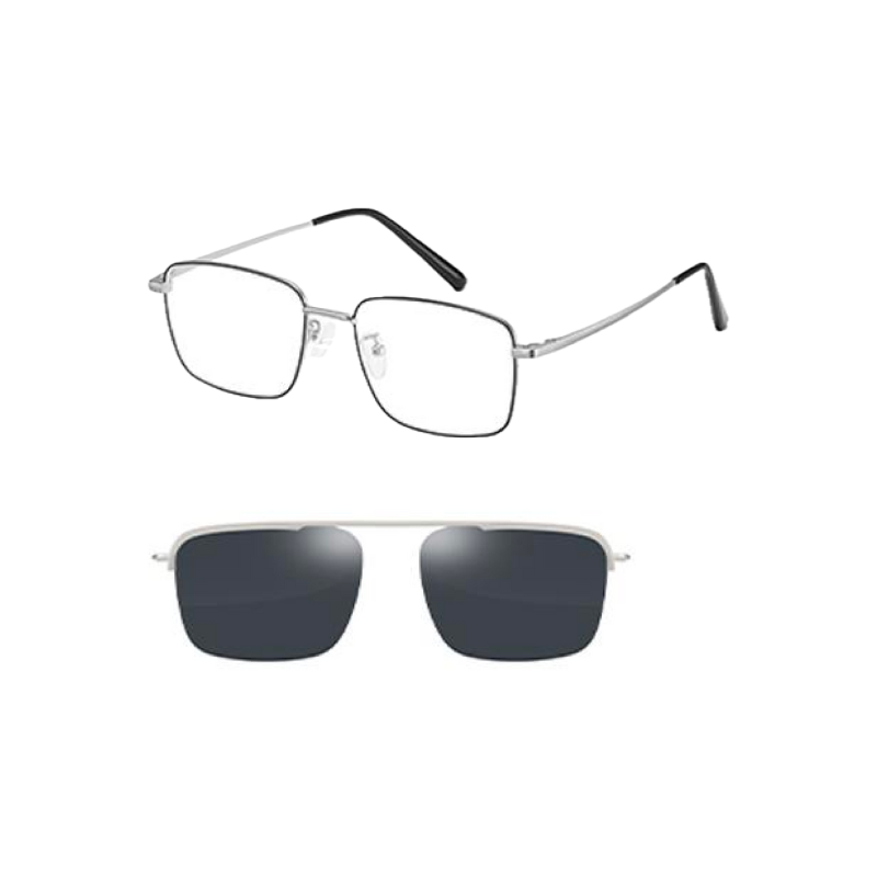 OGD705 magnetic clip on glasses in silver with dark-grey polarized clip