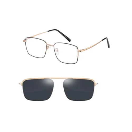 OGD705 magnetic clip on glasses in champagne gold with dark-grey polarized clip