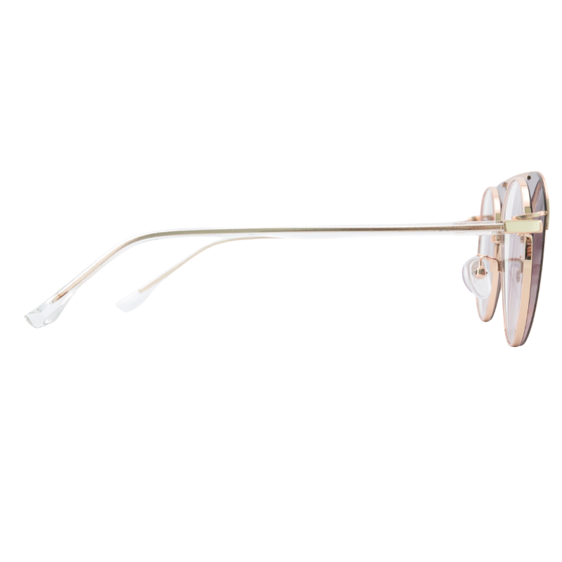 Champagne-gold OGD707 polarized round sunglasses, side profile