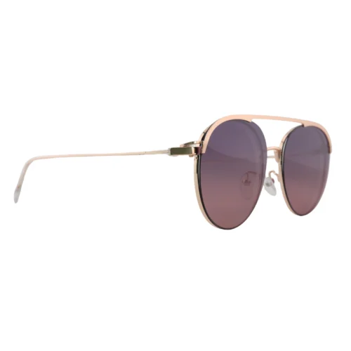 Rose-gold OGD707 polarized round sunglasses with brown gradient lenses