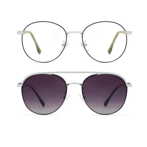 Silver OGD707 polarized round sunglasses with smoke-grey lenses