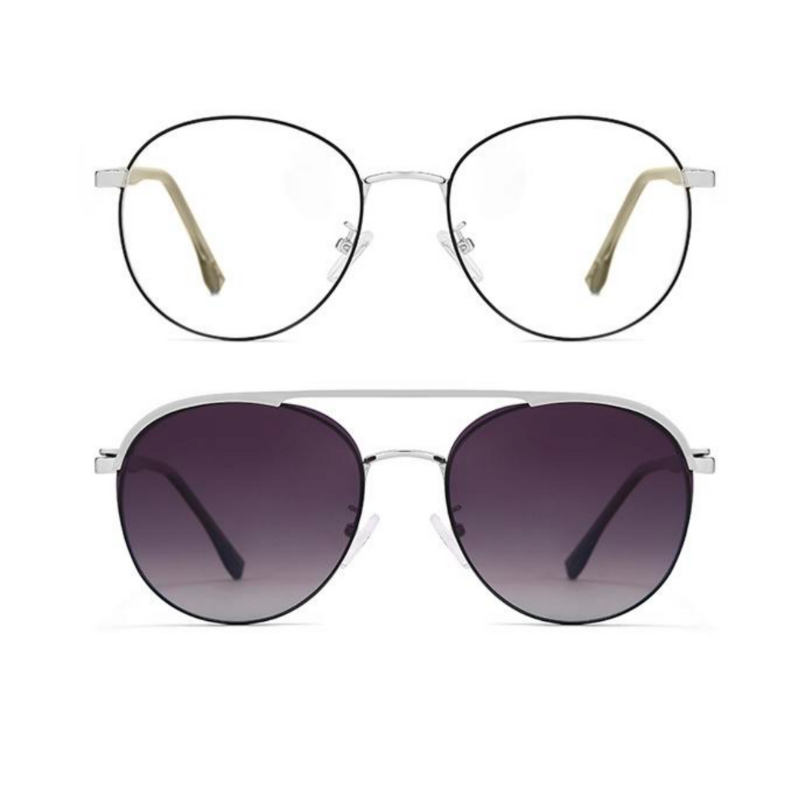 Silver OGD707 polarized round sunglasses with smoke-grey lenses