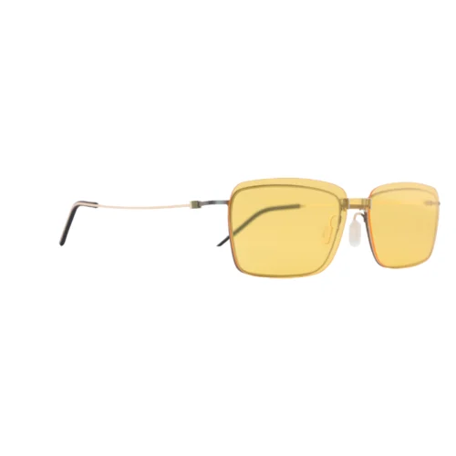 OpteLux OGD791 glasses with clip on sunglasses — yellow clip detail, profile angle