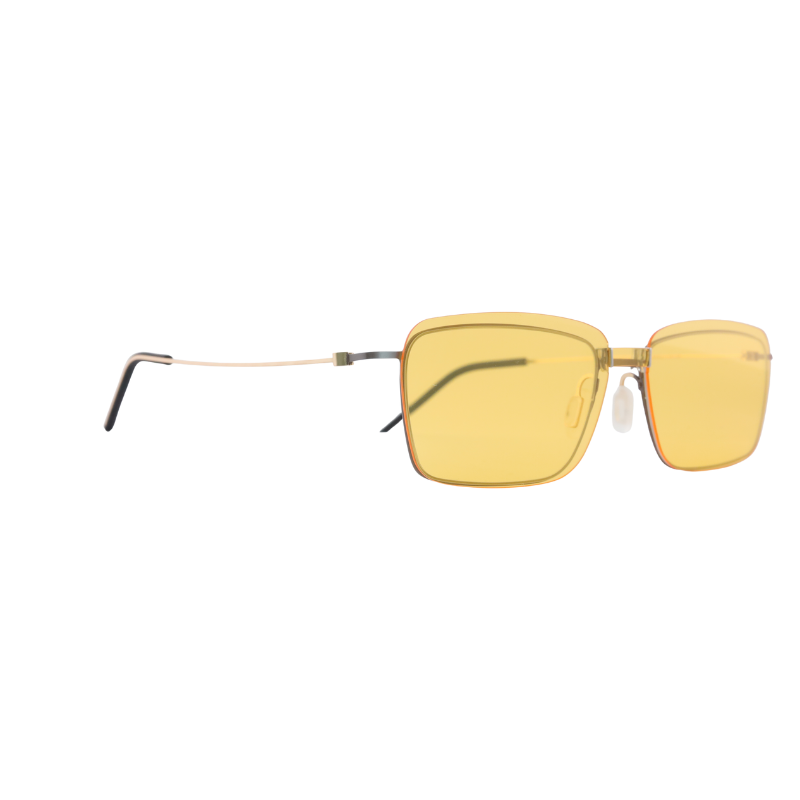OpteLux OGD791 glasses with clip on sunglasses — yellow clip detail, profile angle