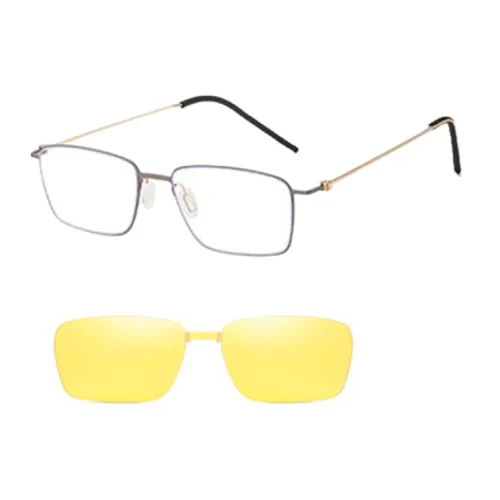 OpteLux OGD791 glasses with clip on sunglasses — gunmetal frame with yellow clip lenses