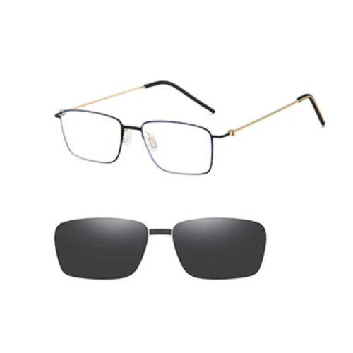 OGD791 glasses with clip on sunglasses — matte black frame with charcoal clip