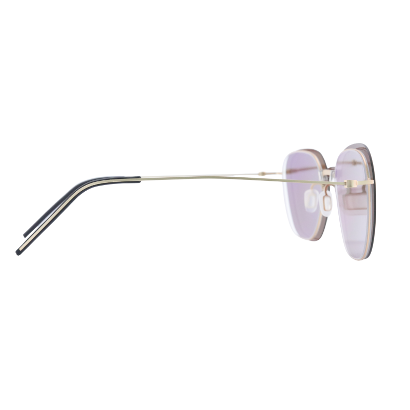 Side profile of titanium clip on sunglasses lightweight streamlined temple