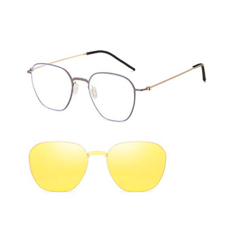 Titanium clip on sunglasses with yellow polarized lens