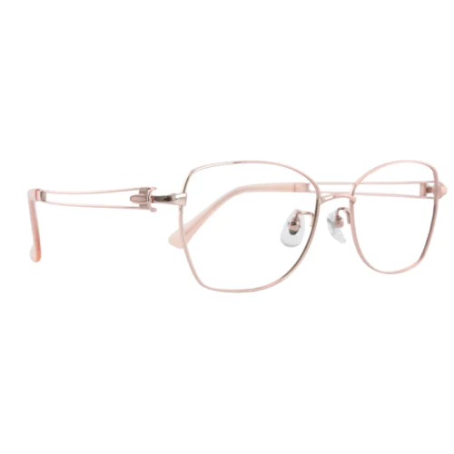 Angled view of OpteLux Rose Gold Titanium Eyeglasses Frame