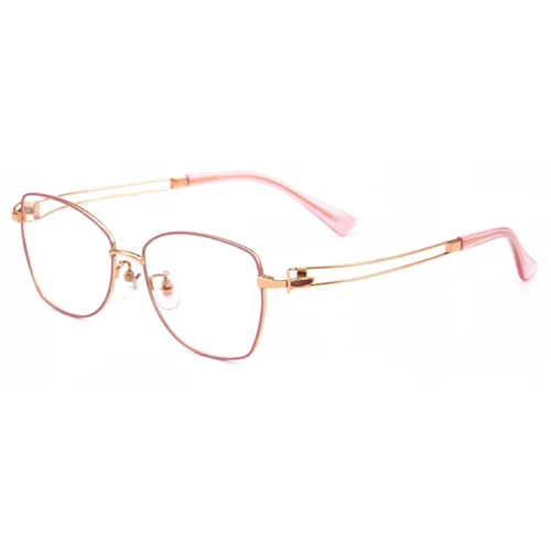OpteLux OKA8210 Titanium Browline Glasses – Pink Temple Design