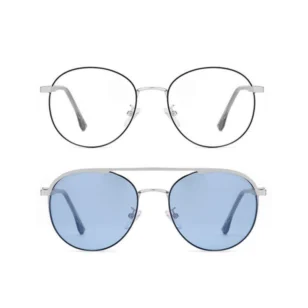 Silver OGD707 polarized round sunglasses with ice-blue lenses