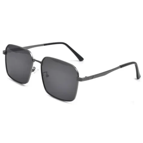 OpteLux OYH1812 polarized pilot sunglasses – front view showing square aviator design in graphite grey with precision metal frame.