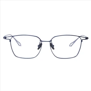 Front view of Optelux ONC7C2 titanium square glasses with deep-toned front and ultra-thin temples