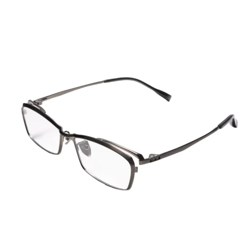 Titanium square eyeglasses angled view