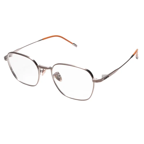 OpteLux OLT203 titanium square eyeglasses angled view with slim business frame